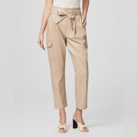 New PAIGE‎ Tami Cargo Pant Taupe Vegan Leather Size 10 - Picture 15 of 15